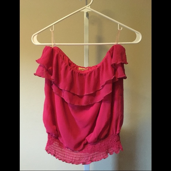 Strapless Pink Ruffle Top - Picture 3 of 3